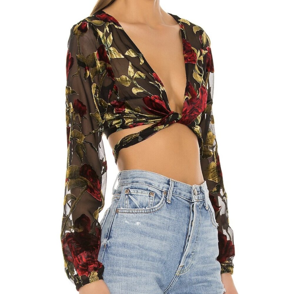Superdown Emrie Tie Back Floral Top XS